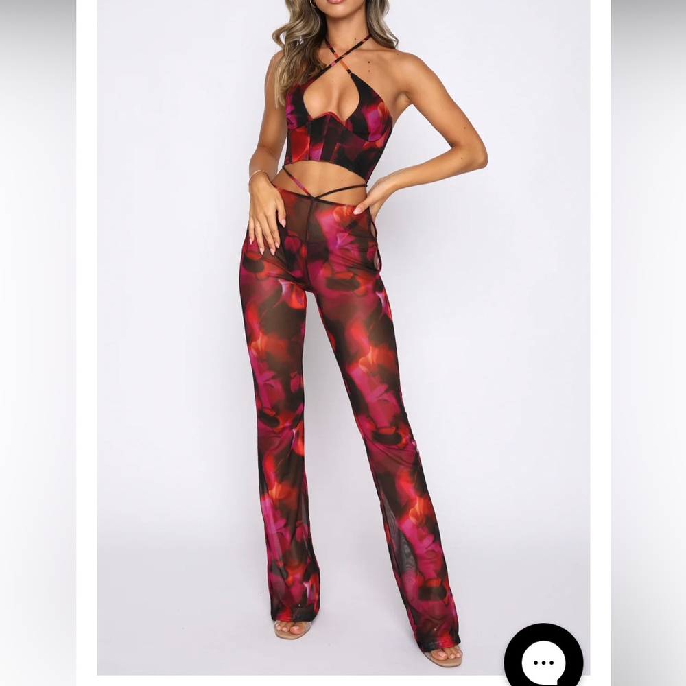 ✨SALE✨White Fox Rhythm Of The Night Pants an Bustier Pink Flame Print